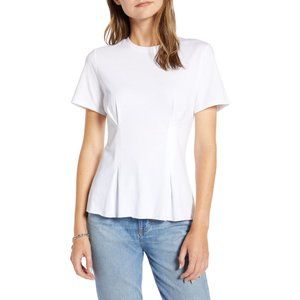 Something Navy Corset Detail Peplum Tee Top